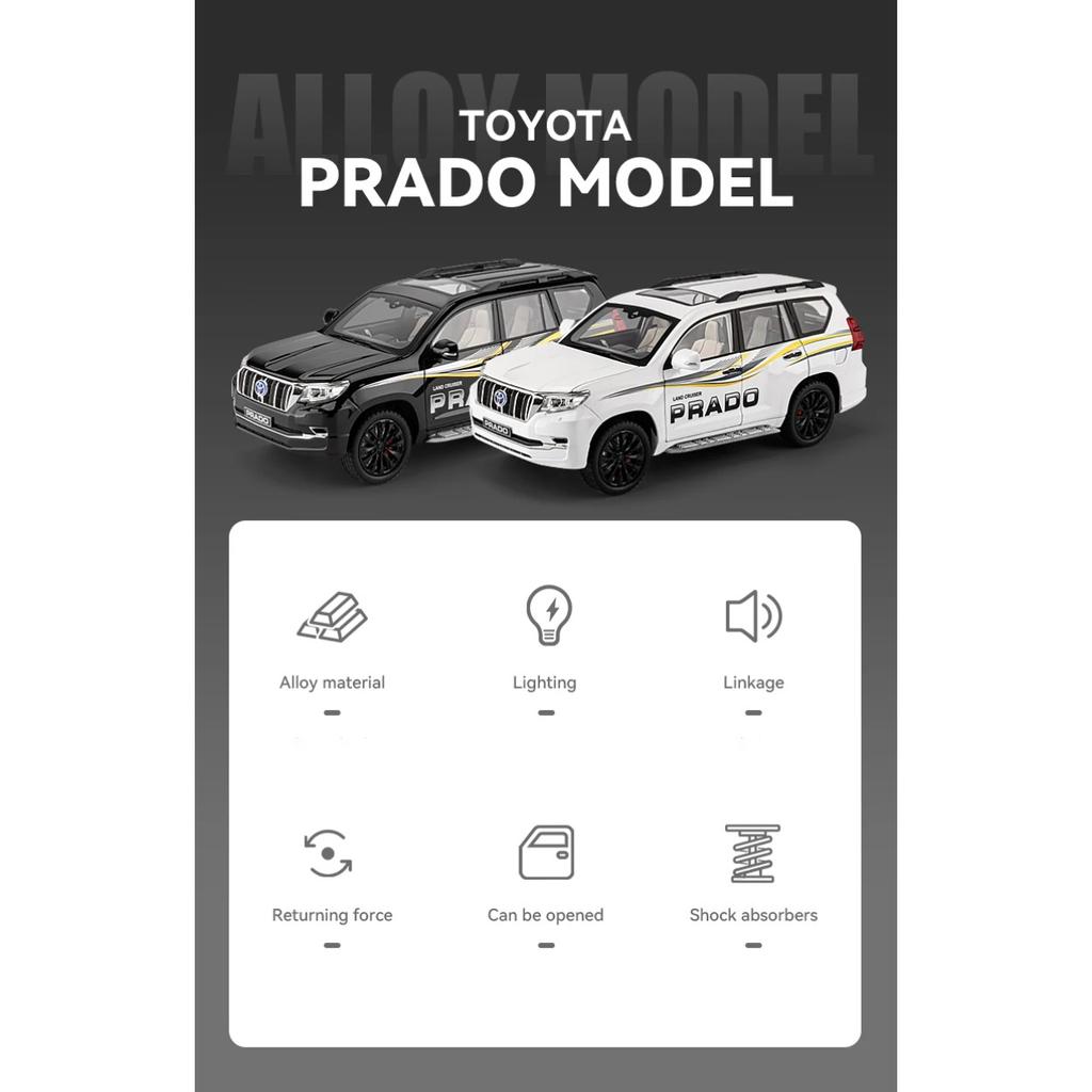 1/18 Toyota Prado Land Cruiser SUV Alloy Model Car Toy Diecasts Casting Sound and Light Car Toys for Children Vehicle