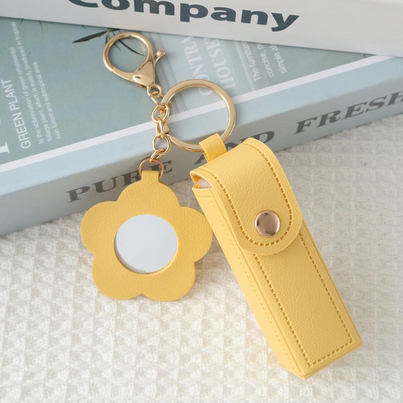 Travel Lipstick Bag with PU Leather Keychain Holder Keeps Lip Balm Safe and Accessible