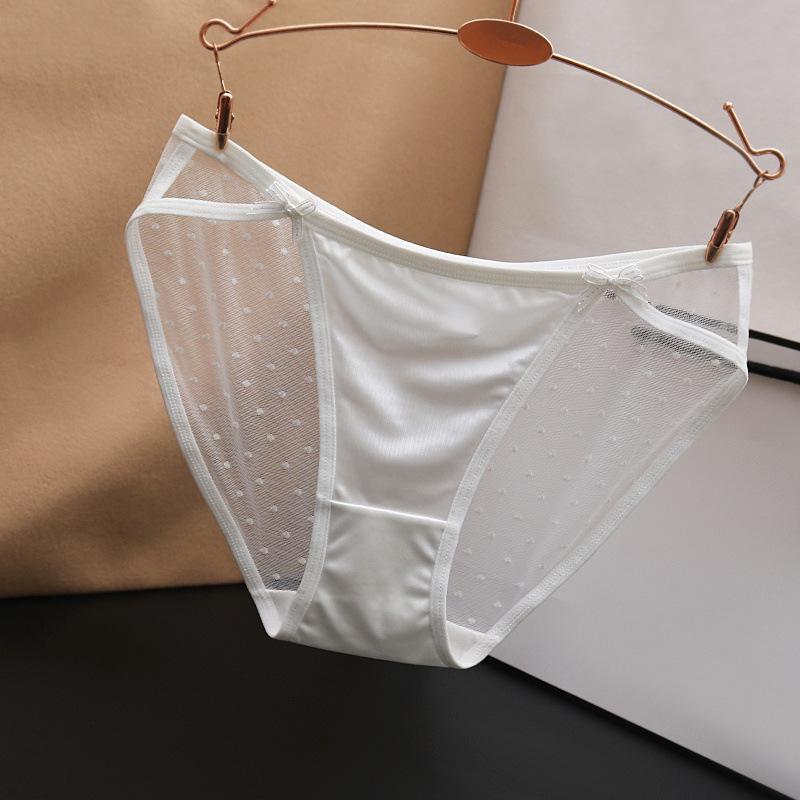 Large Sexy Seamless Low Waist Mesh Panties for Women - Silky Satin with Cotton Crotch