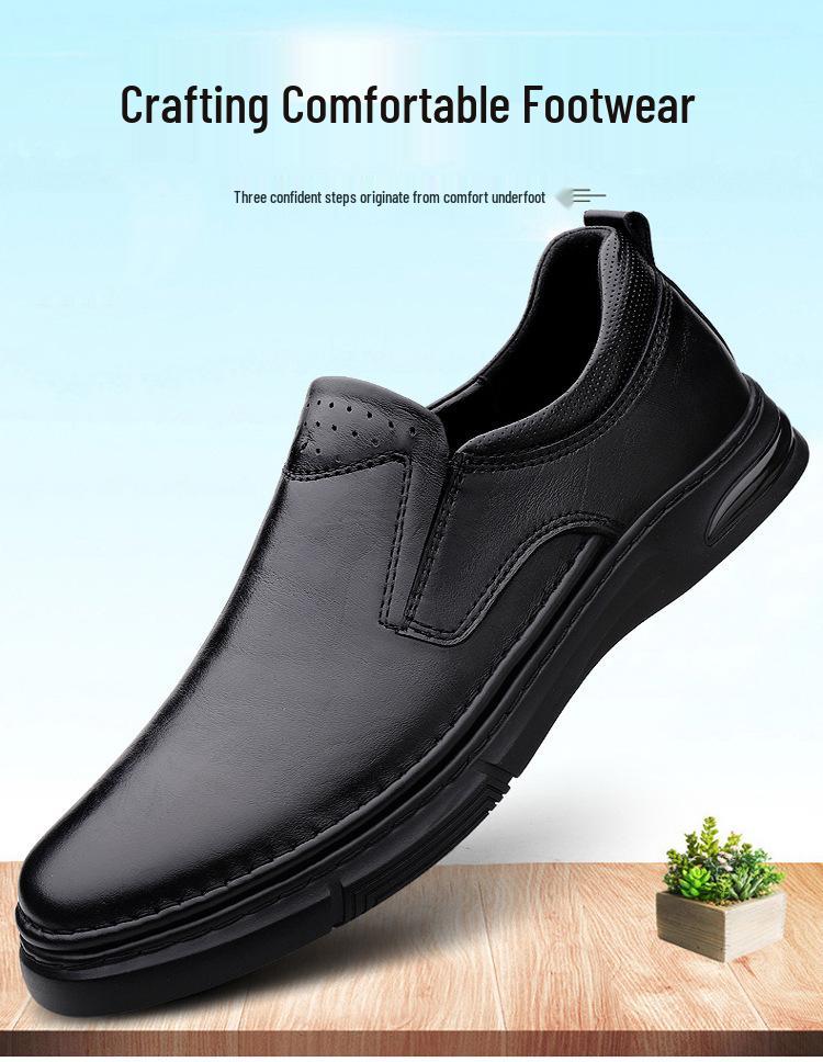 Men's Spring Loafers: Formal Leather Slip-on, Low-top Casual Driving Shoes, Top Layer Cowhide