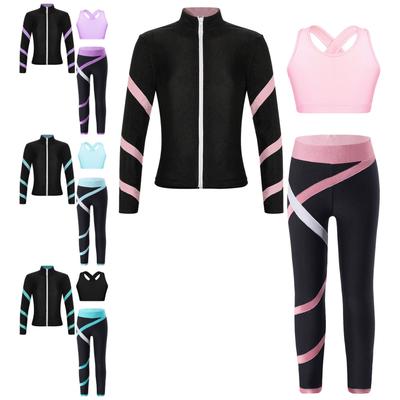 Mädchen 3 Teile/satz Trainingsanzug Ärmellose Weste Langarm Sport Tops Leggings für Yoga Workout Laufen