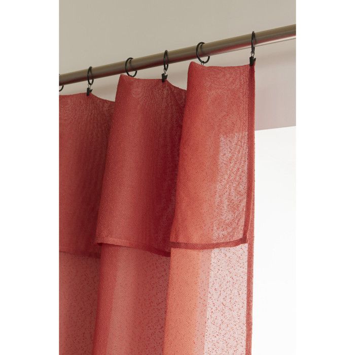 Voilage ajustable + 8 anneaux pince 140 x 270 cm effet bouclette "Elda" Le fil d'Ariane - Terracotta