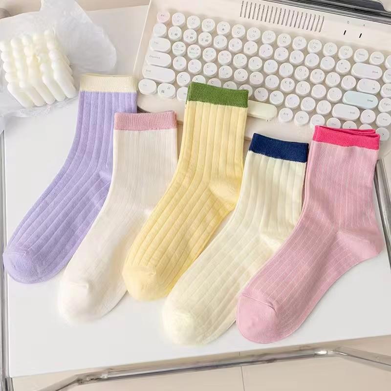5 Paar Niedliche Spitze Mittelhohe Socken Damen Lolitajk Rüschen Harajuku Stil Herbst Winter Weich Vielseitig Modisch Mädchen Socken