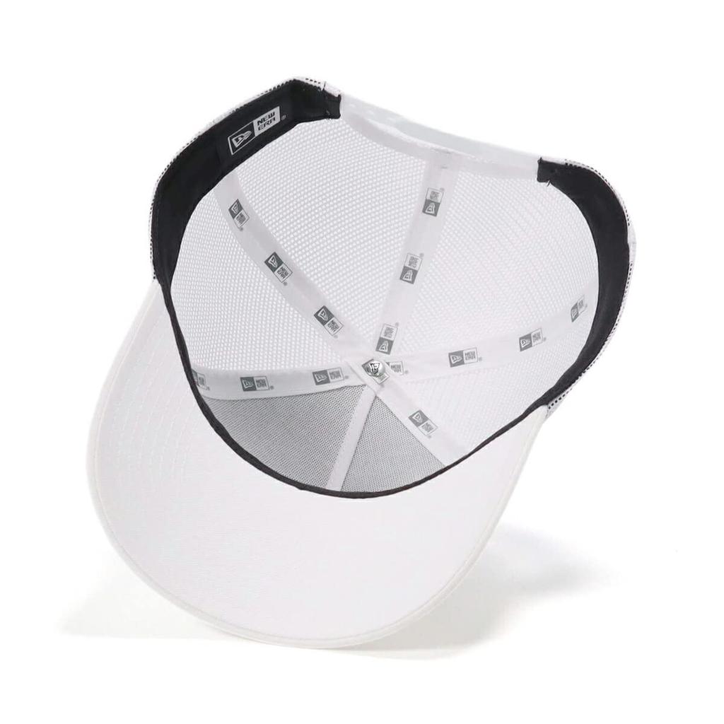 New Era 9Forty A-Frame Trucker Mesh Cap with Metal Flag Logo Patch, White, Tonal Color Patch, Exclusive To ONSPOTZ