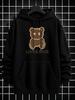 Unisex Hoodie, Halloween, Lover Bear Graphic, Pullover Sweatshirt, Streetwear Style, Autumn Winter Casual Wear, Front Pocket And Drawstring Hood