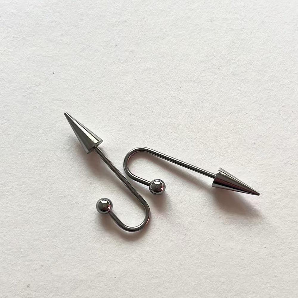 2PCS/Set Punk Stainless Steel Spike Industrial Piercing Floating Industrial Barbell Helix Earring Body Jewelry 16G for Men Women