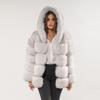 Street style imitation fox fur jacket hooded artificial fur top women's imitation fox fur winter coat