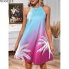 MODIQUE 2025 Summer New Women's Sexy Gradient Print Off The Shoulder Short Dress Ladies Casual H-Line Hot O-Neck Dress