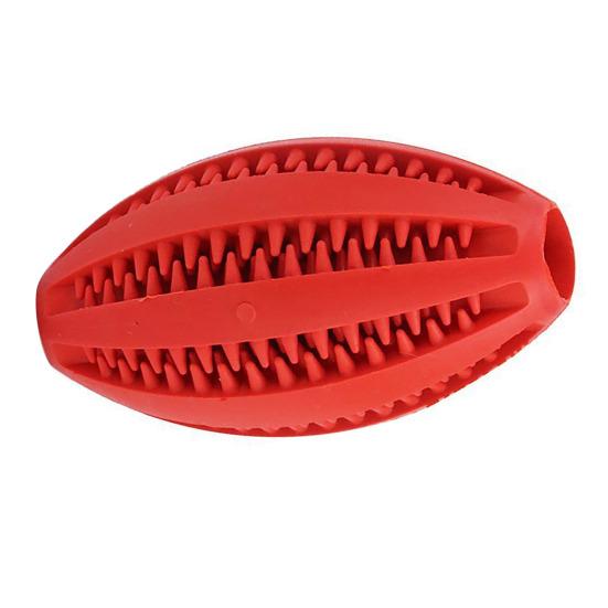 Pet Chew Toy Food Leakage Puzzle Slow Feeder Rugby Shape Natural Rubber Bite-Resistant Clean Teeth Massage Gums Dog Toy
