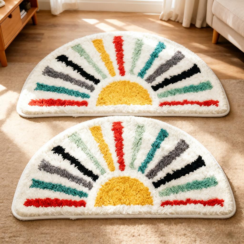 Half Round Faux Bathroom - Absorbent Non- Doormat for Entryway, Soft Carpet