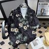 Hawaiian Coconut Full Printed Floral Ice Silk Short Sleeve Shirt Men's Summer Fashion Brand Loose Vacation Style Beach Shirt