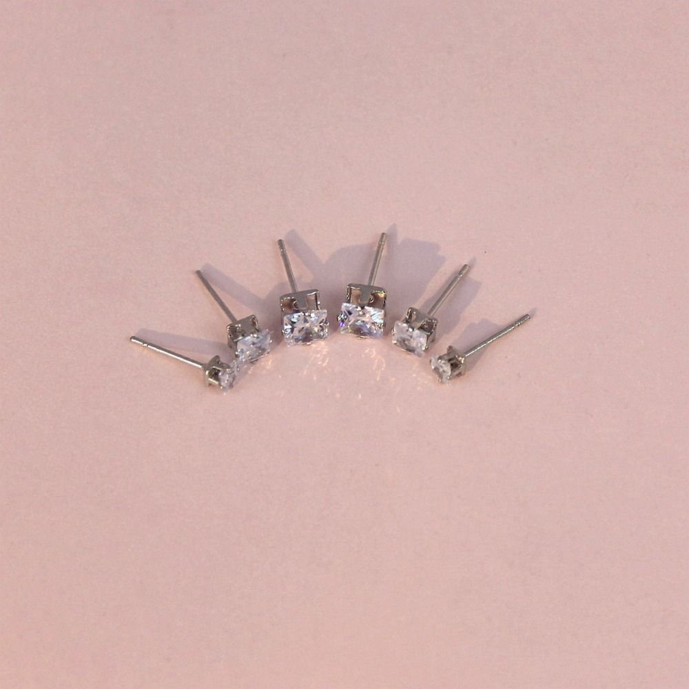 Geometirc Shiny Elegant Zircon Earrings Square Stud Earrings Women Jewelry Korean Style Earrings