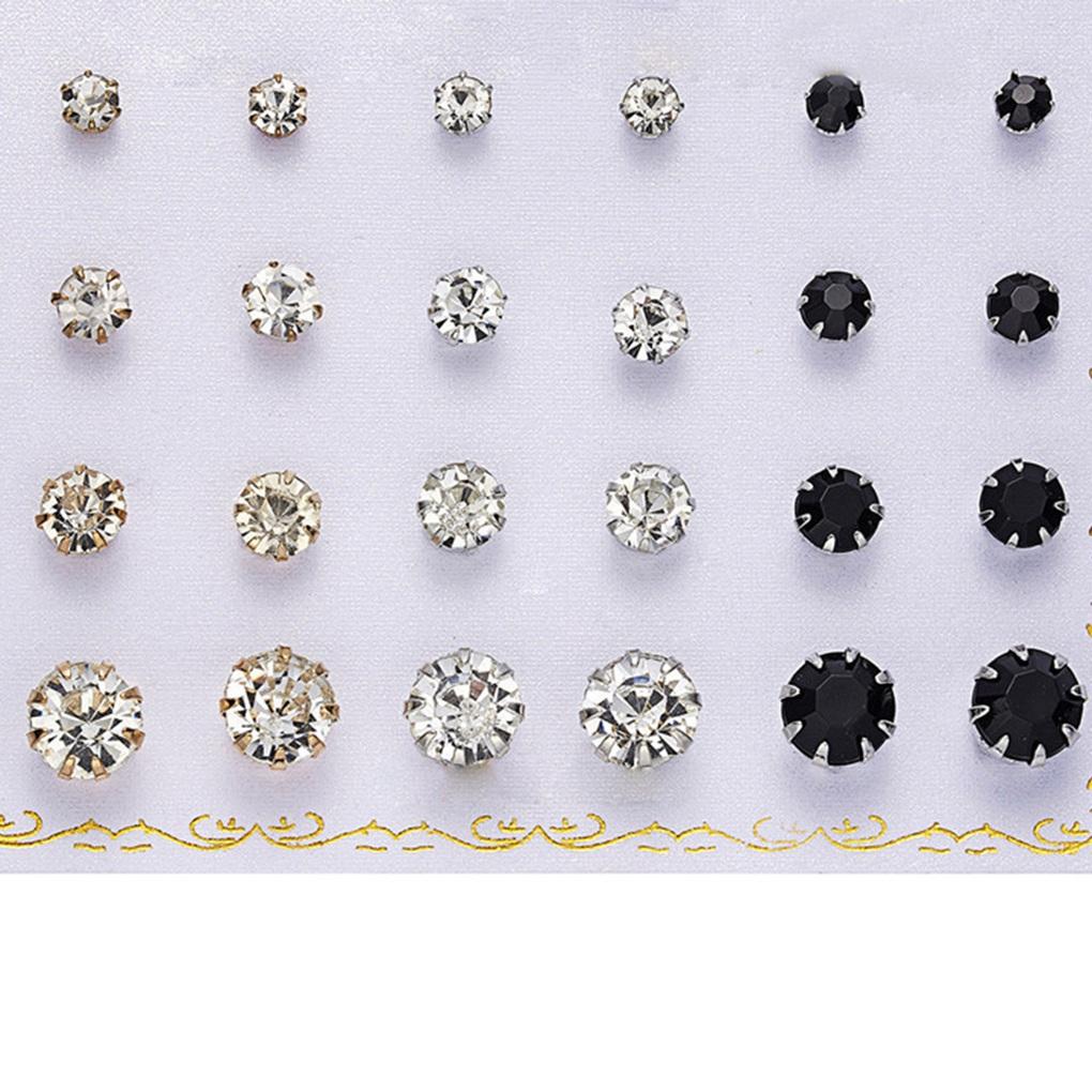 12 Pairs Earrings Rhinestones Women 2019 Ear Stud Jewelry Multiple styles