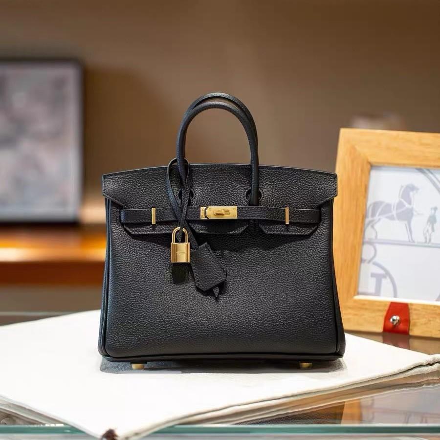 Medieval Retro Bag Leather Togo Lychee Pattern 25cm/30cm European and American Style Hand Bag