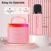 Mini Karaoke Machine voor Kinderen, Draagbare Bluetooth Karaoke Speaker Ongevoede Kasten met 1 Draadloze Microfoons en Feestverlichting voor Volwassenen(Roze)