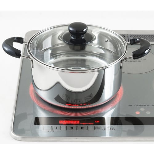 Yoshikawa CookLook II SJ2185, 22cm, Induction Compatible, Silver Stainless Steel Deep Pot, Made in Japan