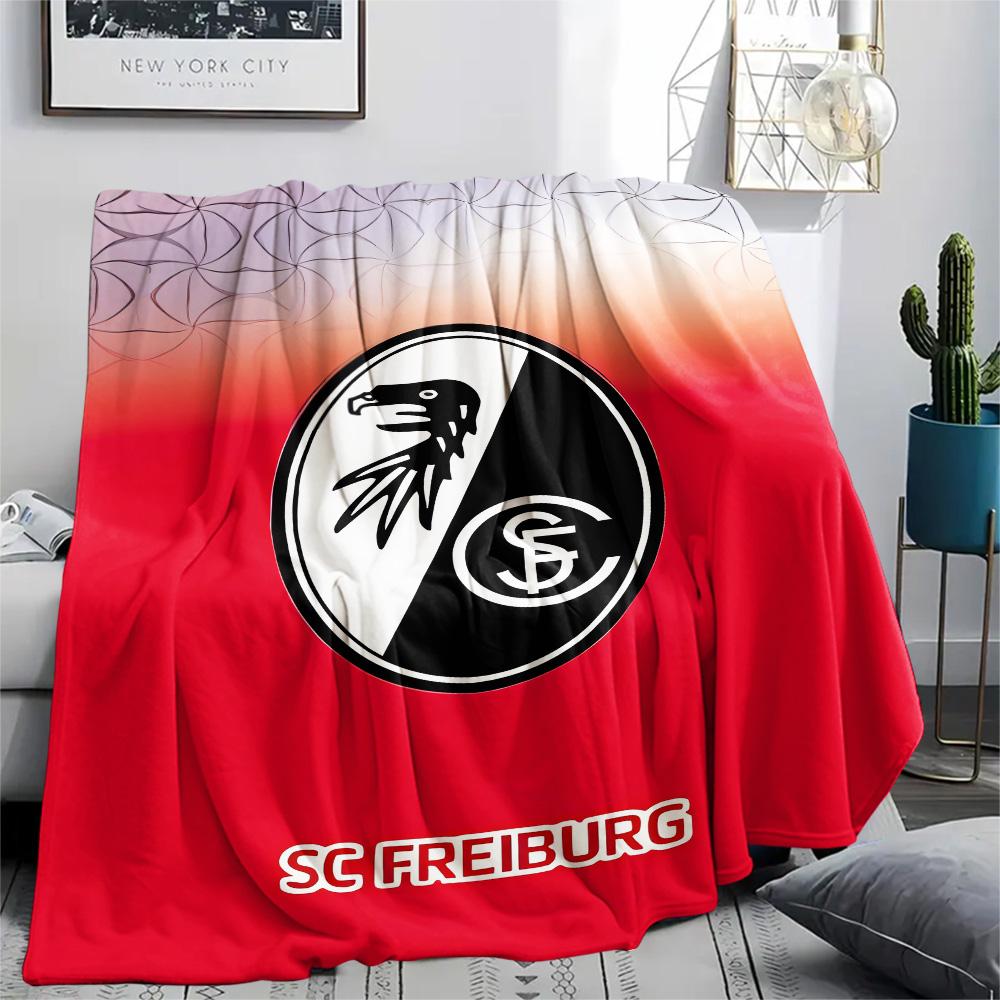 1Pc SC Freiburg Print Flannel Blanket High Quality Warm Comfortable Cover for All Seasons Perfect for Gifts Home Decor