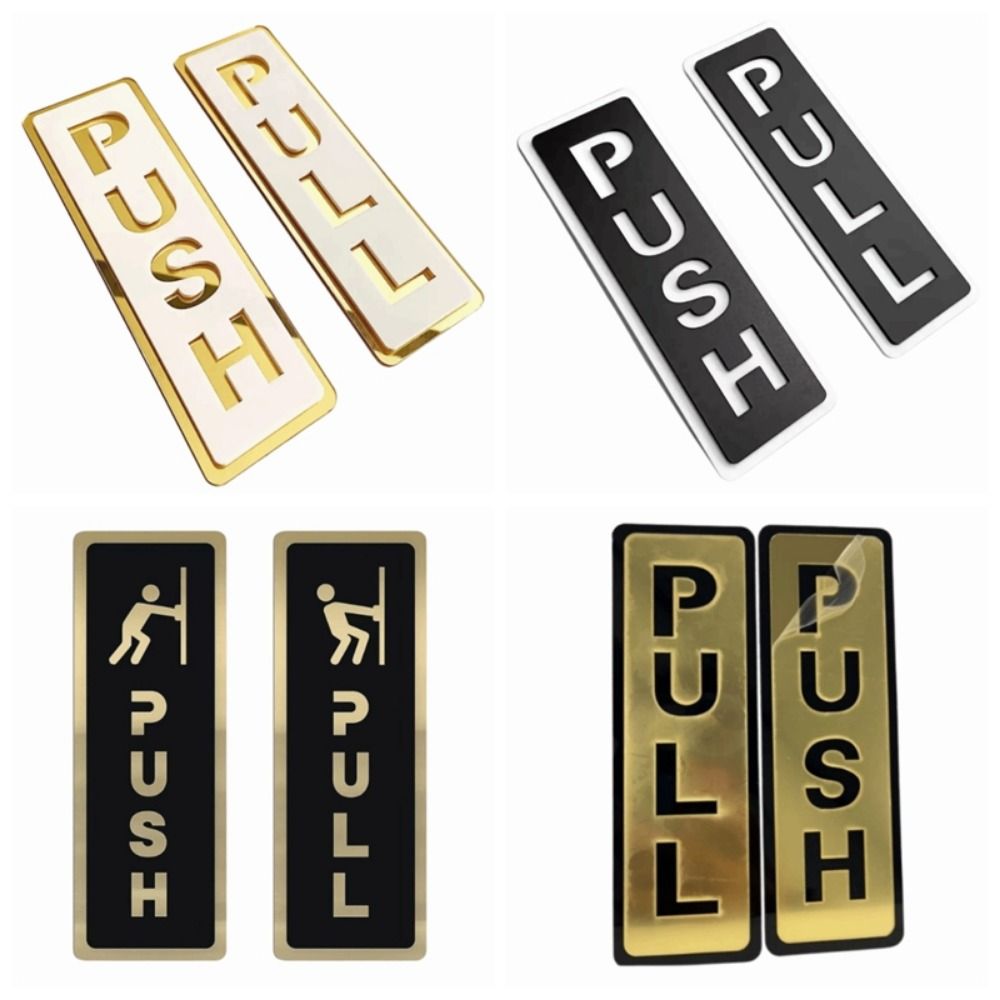2Pcs Creative Sliding Door Logo 3D Push Pull Door Sign  Glass Door Identification