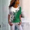 2024 New Women's T-Shirt Fashion Crew Neck Flower Printing Casual Daily Women's Top Summer Trend Loose
