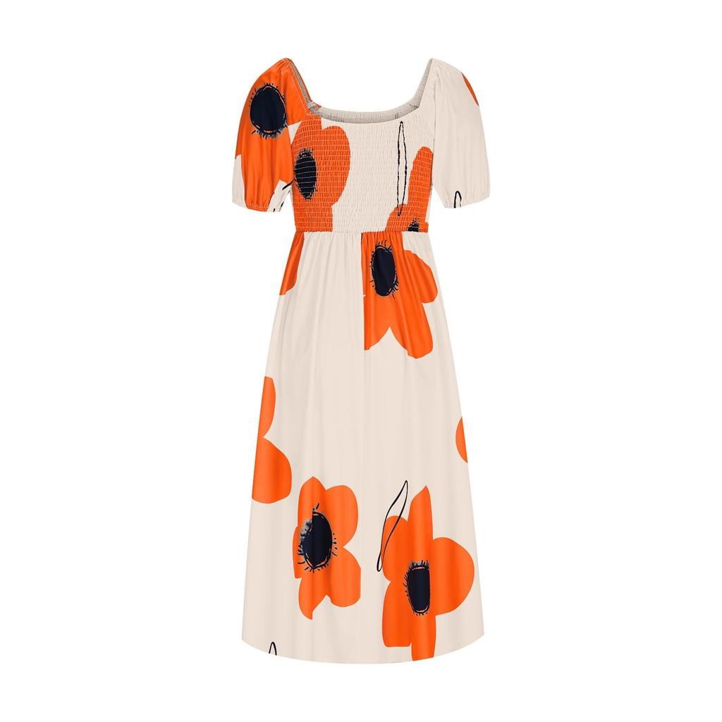 Ladies' Summer Floral Print Off Shoulder Bohemian Dress