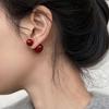 Hong Kong Retro Red Heart Oil Drop Stud Earrings - Elegant, Simple, Versatile Jewelry for Women.