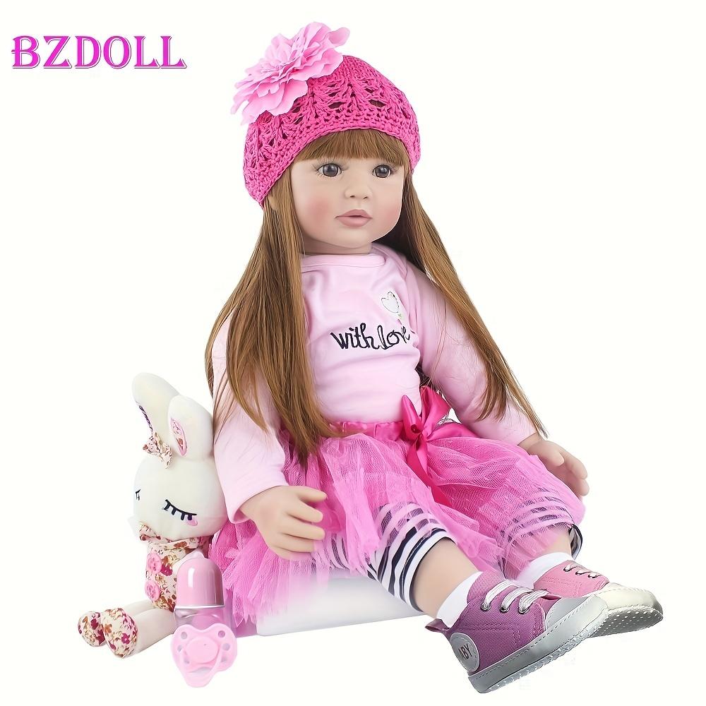 BZDOLL Realistic 60cm 24Inch Soft Vinyl Reborn Baby Girl Doll Vinyl Princess Toddler Bebe Child Birthday Gift