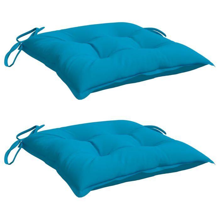 VidaXL Lot de 2 Coussins de Palette, Galette de Siège Imperméable, Coussin de Jardin, Décoration d'Extérieur Terrasse, Bleu 361519