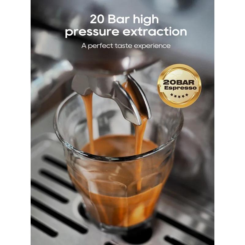HiBREW H10A Semi Automatic Espresso Machine | 20Bar Pressure | Temperature Adjustable | 58mm Portafilter | Cold & Hot Coffee Maker | Metal Case