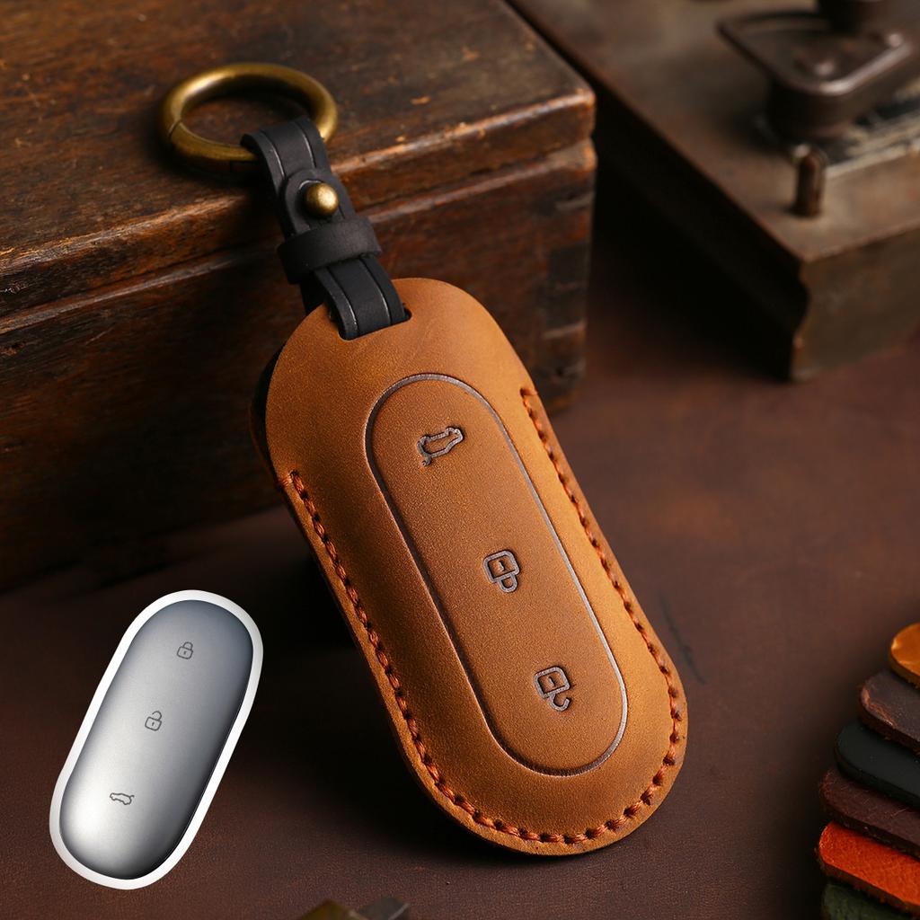 3 Bottons Luxury Leather Car Key Cover Case For Leading Ideal Li One Auto L9 L8 Lixiang   Accessories