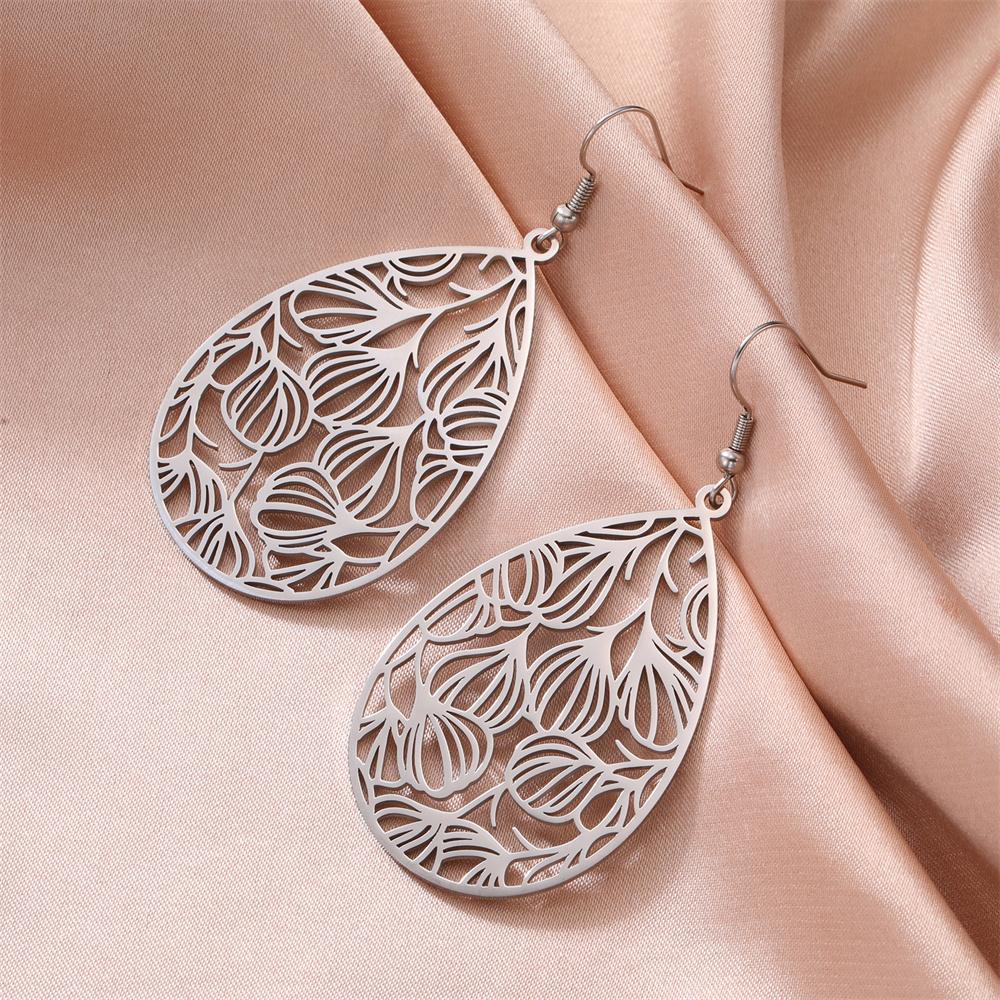 

My Shape Hollow Leaves Flowers Earrings for Women Girls Stainless Steel Water Drop Earrings Geometric Fashion Jewelry Wholesale