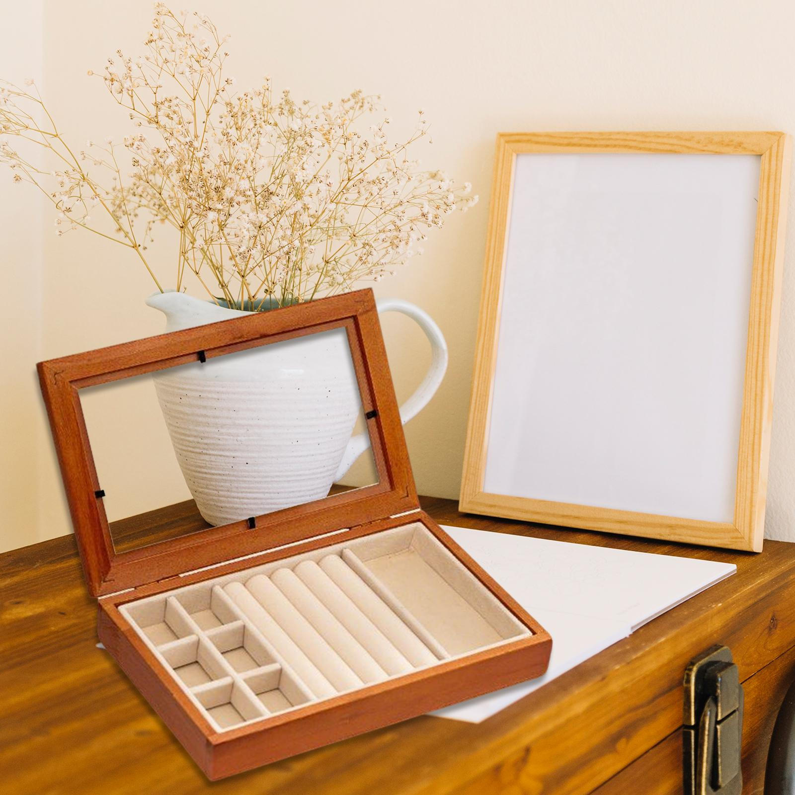 

Деревянная шкатулка для украшений Контейнер Настольный с крышкой Держатель Органайзер Чехол для хранения ожерелий Style B