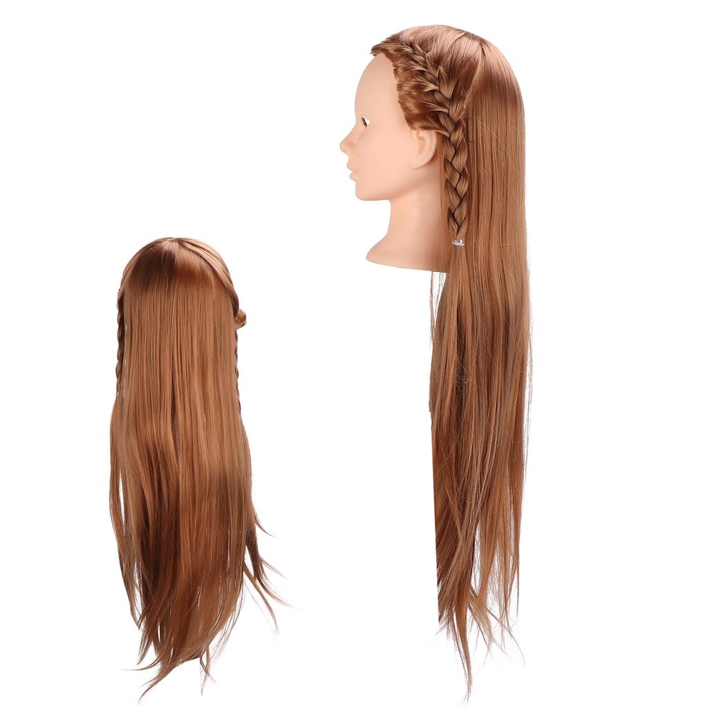 Long Hair Mannequin Head Light Brown Hairdresser Practice Training Head Cosmetology Manikin Doll Head