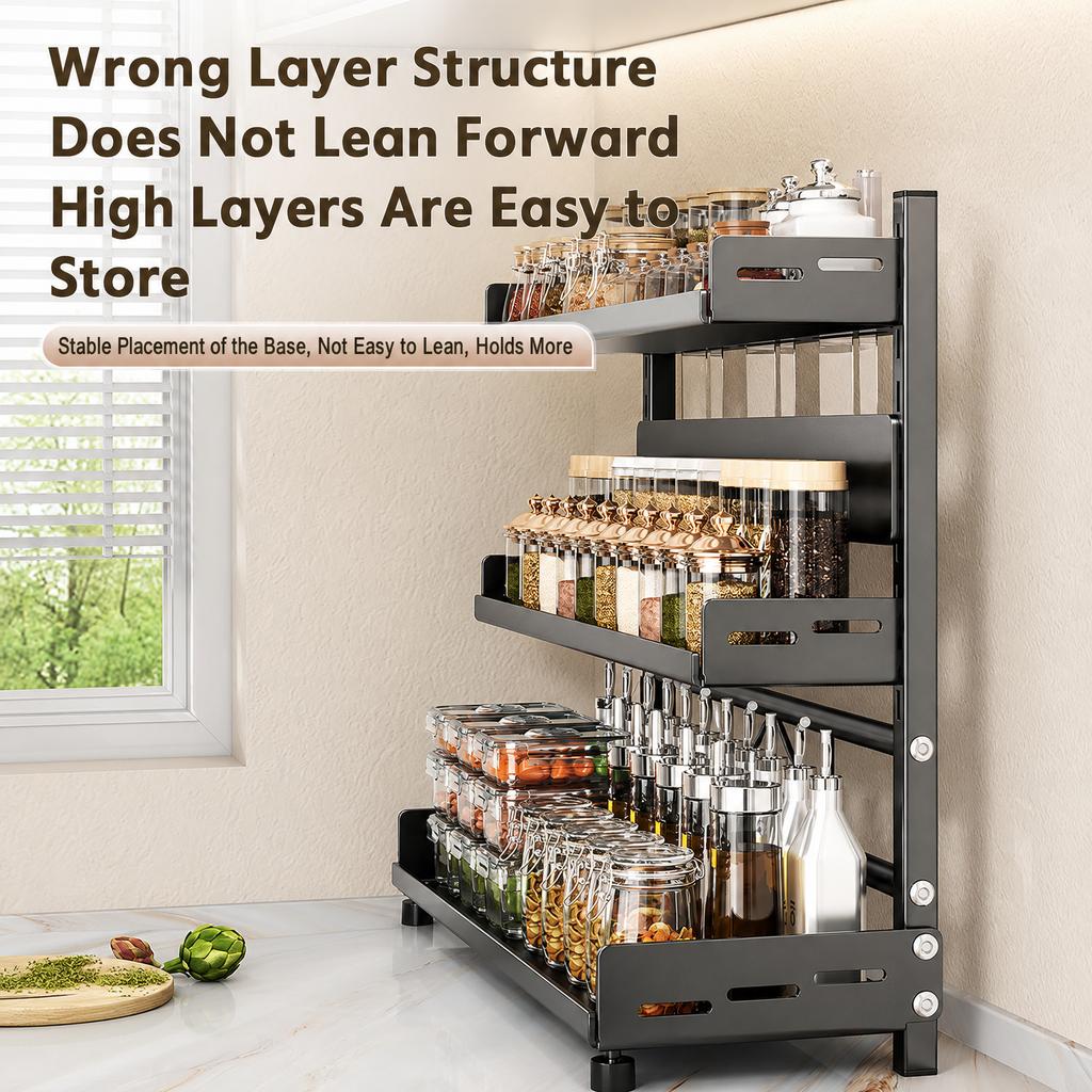 Kitchen Spice Rack Storage Organizer Countertop Knife Holder Modern Minimalist Carbon Steel