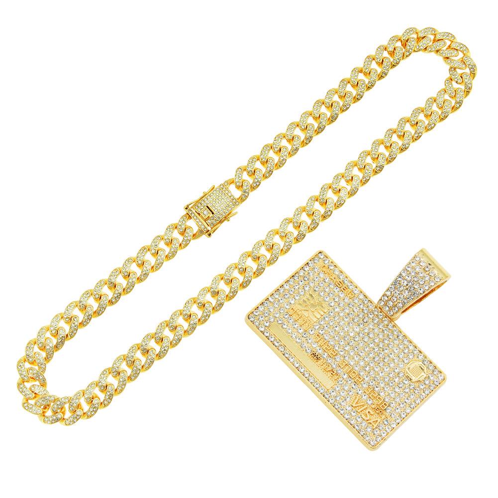 Men's Hip-Hop Diamond Dog Tag Necklace – Trendy Street Style Cuban Chain Choker