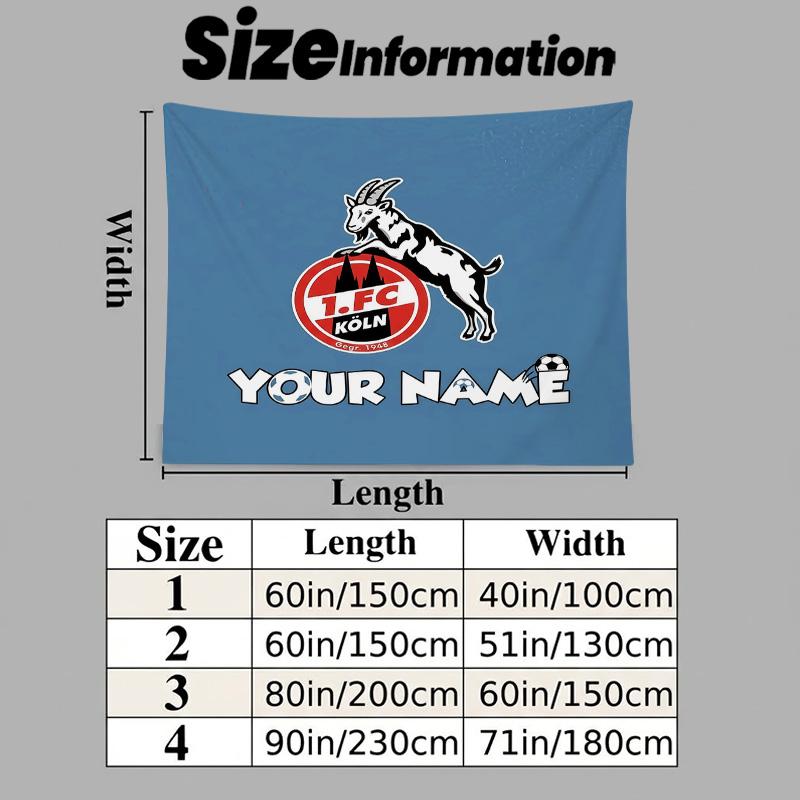 Custom Name 1.FC Köln Printed Tapestry – Wall Hanging for Bedrooms, Dorms, and Home Decor