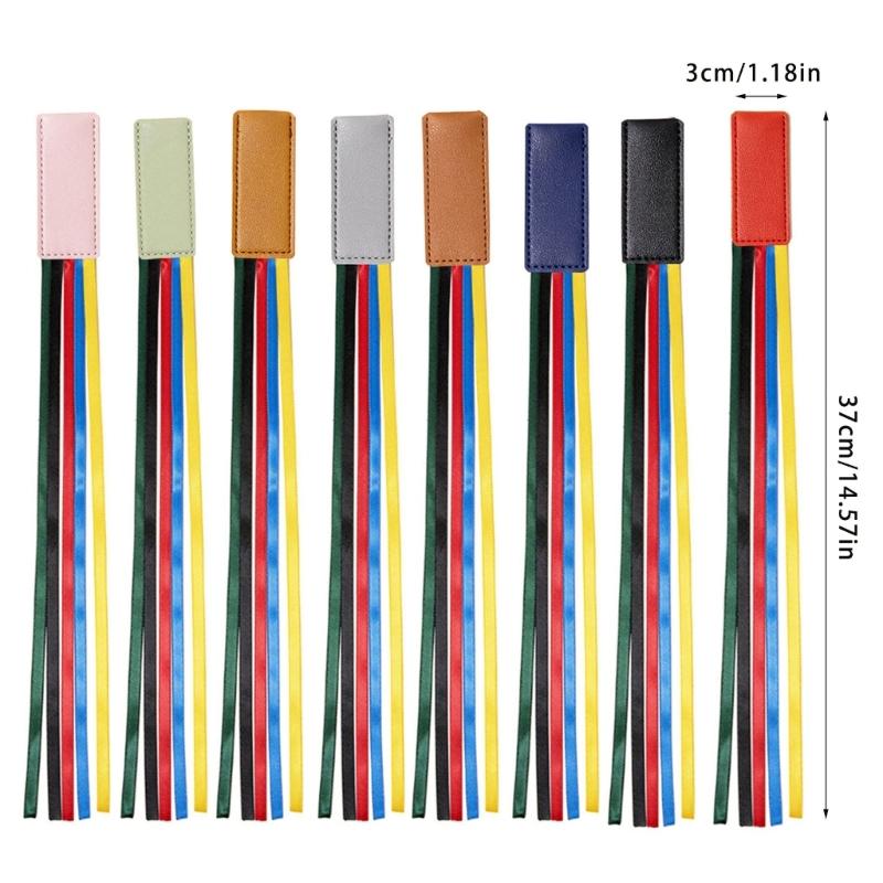 2 Pcs Book Markers with Colorful Ribbons PU Leather Reading Bookmarks Ribbon Page Markers for Book Lovers