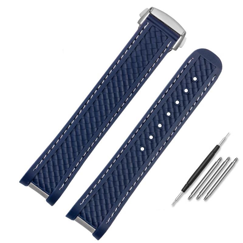 Cinturino per Orologio Adatto per Omega Seamaster 300 AT150 Aqua Terra Ultra Light 8900 Fibbia in Acciaio Cinturino Braccialetti Gomma Silicone 20mm