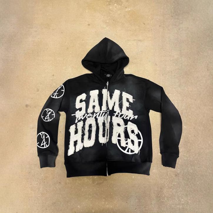 2025 European & American Trendy Letter Embroidery Hooded Sweatshirt for Autumn/Winter