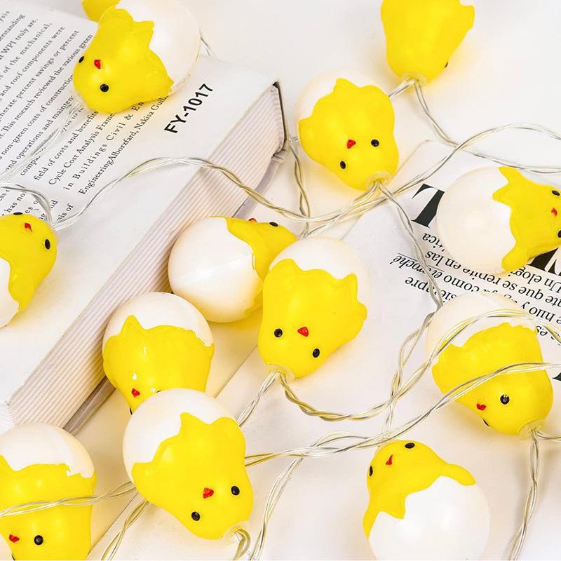 Easter Hatching Chick Crackled Egg String Lights - Festive Decorative Atmosphere