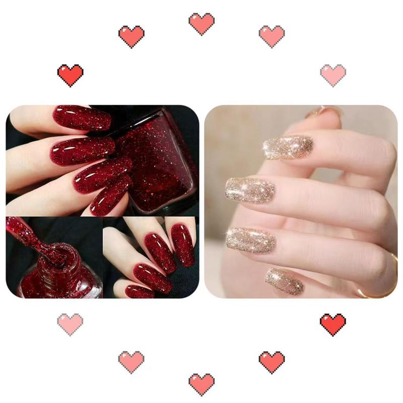 2026 New Year Red Super Sparkle Waterproof Nail Polish with Crushed Diamonds - Luxurious Whitening Formula