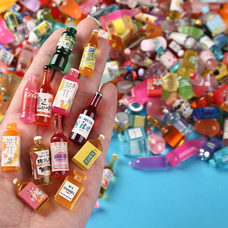 

100 шт., аксессуары с орнаментом, креативная имитация мини-бутылки, смешанный стиль, сделай сам, ювелирные изделия, безделушки из смолы, чехол для телефона