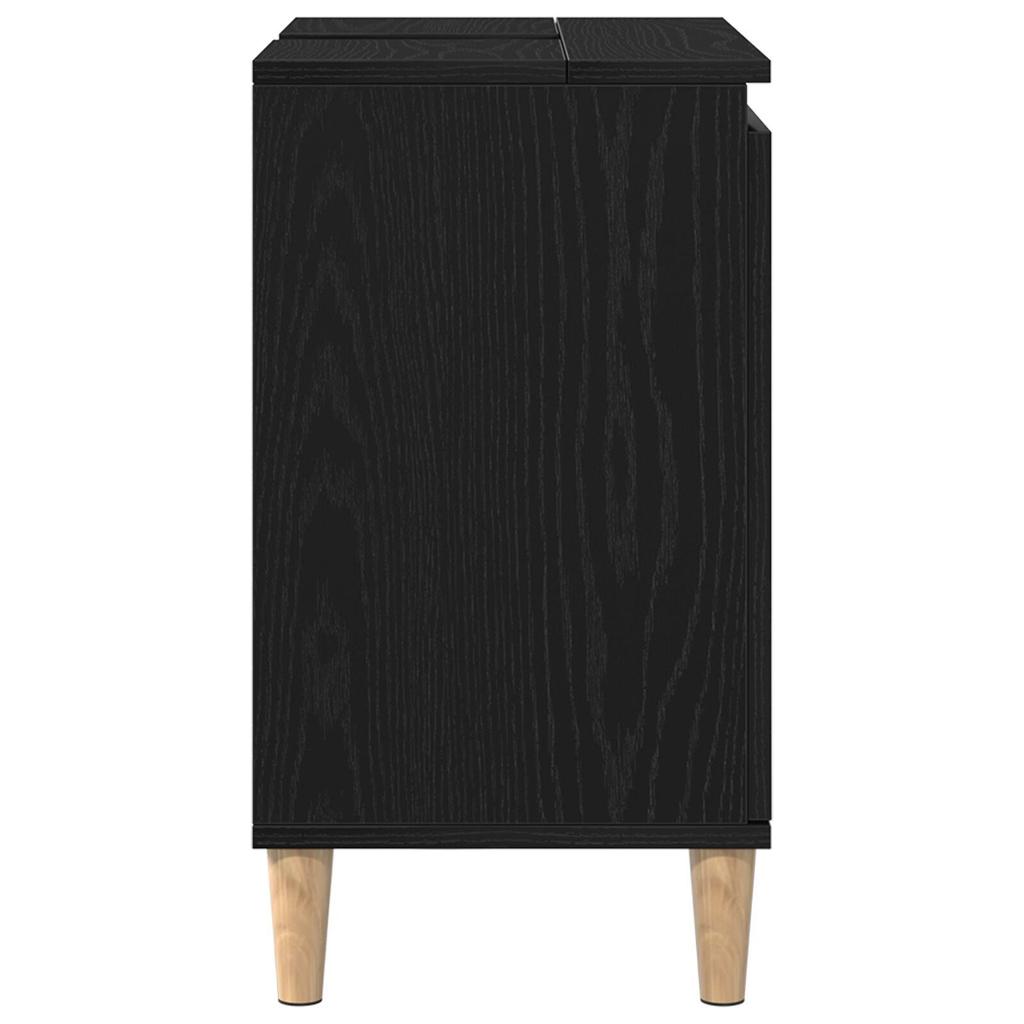 Black Oak Bathroom Vanity with Sink, Beige Round Column Legs, Spacious Storage, 58x33x60 Cm Particle Board.
