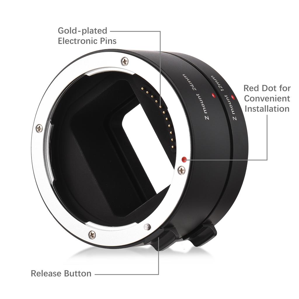 Auto Focus Automatic Extension Tubes 12mm + 24mm Z Mount Macro Photography Tube Compatible with Nikon Z50 Z5 Z6 Z6II Z7
