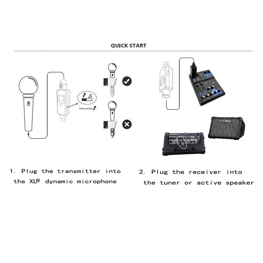 Wireless Microphone Transmitter and Receiver System for Dynamic Microphone