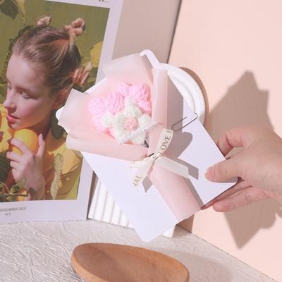 Three-dimensional Flower Bouquets Cards Handmade Mini Flower Knitted Flower Bouquets with Cards Gift Flower Greeting Cards