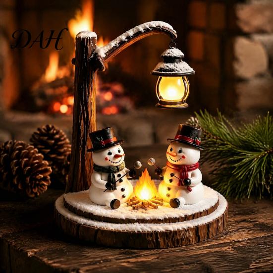 Cute Resin Night Light for Nursery Christmas Santa Claus Reading Lantern, Snowman Elk LED with Warm Battery Operated Glow, USB Tabletop Decor