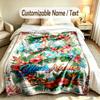 Manta Suave con Tema de Jardín Floral Personalizada con Nombre y Texto Impreso Manta Cálida Decoración para Sofá del Hogar Dormitorio