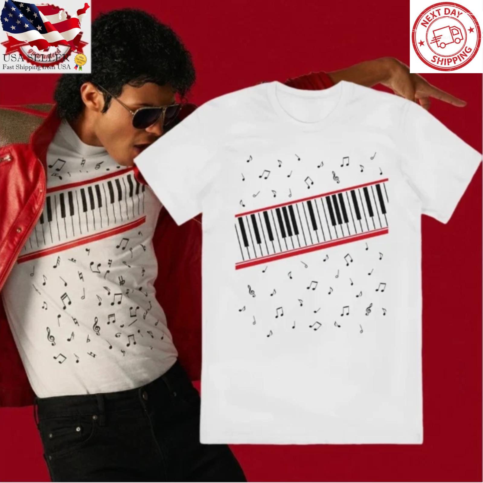Michael Jackson Beat It Piano Keys Shirt Retro Music Graphic Tee Unisex T-Shirt S