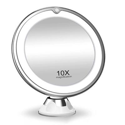 Specchio ingranditore flessibile 10x con illuminazione a LED, touch screen, tavolo da toeletta portatile, batteria a secco