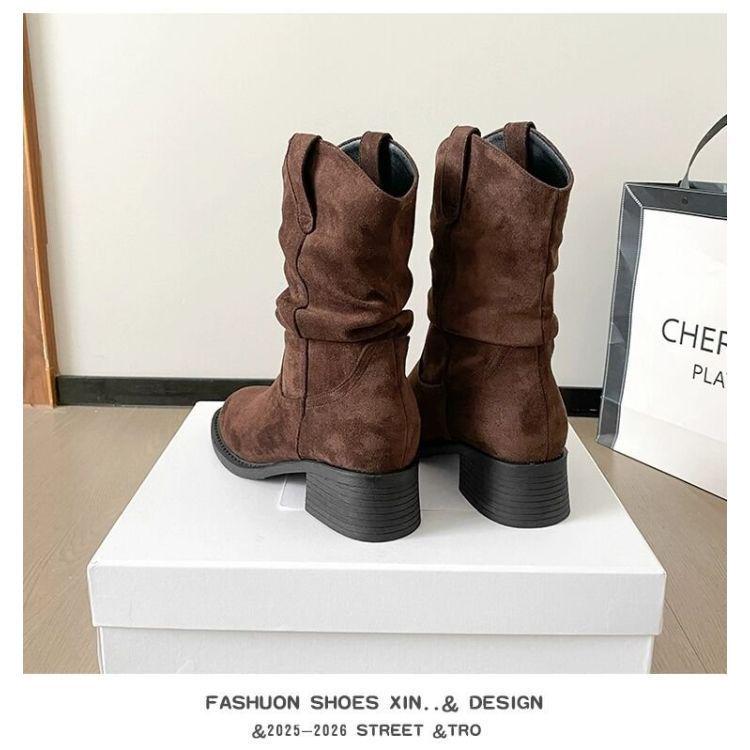 Meillard Martin Dámské kotníkové boty v západním stylu se silnou podrážkou do půli lýtka